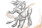 3_toes anthro avian_feet bottomwear clothed clothing digitigrade feet fight fire kickboxing male shorts solo toes topless proxer proxer_(character) accipitriform avian bird secretary_bird 2010 3:2