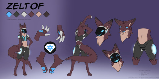3_toes 5_fingers blep blue_eyes claws countershade_torso countershading digitigrade disembodied_foot disembodied_hand disembodied_head feet finger_claws fingers hand_on_hip lean_body machine male multicolored_body no_pupils open_mouth open_smile pawpads paws smile stretching striped_ears tail toes tongue tongue_out visor hyginx zeltof protogen model_sheet