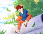 anthro asian_clothing briefs bulge clothed clothing east_asian_clothing exposed_underwear japanese_clothing kemono male outside public public_exposure solo underwear young young_anthro young_male luce_bontemps underoos ikeda canid canine fox mammal hi_res