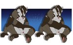 alex.fetter alex_(alex.fetter) animal_genitalia anthro balls belly bent_legs blep claws generation_8_pokemon genitals hi_res looking_at_viewer male nintendo obstagoon overweight overweight_male pawpads penis penis_tip pokemon pokemon_(species) sheath sitting solo spread_legs spreading tongue tongue_out