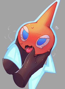 ambiguous_gender blue_eyes bodily_fluids clothing disembodied_hand duo feral gloves hand_on_cheek handwear latex latex_clothing latex_gloves latex_handware latex_handwear lidded_eyes mouth_hold mouth_play not_furry open_mouth saliva saliva_on_hand sweat sweatdrop tongue tongue_out kokemushi nintendo pokemon generation_4_pokemon normal_rotom pokemon_(species) rotom unavailable_at_source