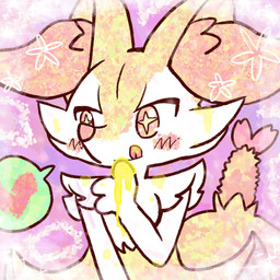 ambiguous_anthro ambiguous_gender anthro biped blush blush_stickers closed_smile food front_view heart_symbol honey_(food) licking licking_lips mouth_closed object_in_tail shrimp_(food) simple_background smile snout solo speech_bubble star_pupils tail tongue tongue_out annyui0611 nintendo pokemon braixen canid generation_6_pokemon mammal pokemon_(species) 1:1 2023 digital_drawing_(artwork) digital_media_(artwork) half-length_portrait hi_res japanese_description portrait translated_description