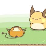 1:1 2016 ambiguous_gender dedenne duo generation_1_pokemon generation_6_pokemon grass low_res nintendo outside plant pokemon pokemon_(species) raichu rairai-no26-chu