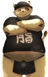 anthro asian_clothing belly black_clothing black_fundoshi black_underwear bulge clothing east_asian_clothing fundoshi japanese_clothing kemono male overweight overweight_male shirt simple_background solo topwear underwear menmen_kesinn domestic_cat felid feline felis mammal 2024