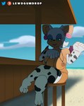 animal_print anthro areola beach bouncing_breasts breast_squish breasts cow_print female nipples seaside solo squish lewdgumdrop_(artist) sega sonic_the_hedgehog_(series) rouge_the_bat bat mammal animated hi_res short_playtime