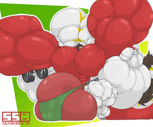 anthro balls barely_contained barely_contained_penis big_balls big_muscles big_penis big_tail clothed clothing exercise genitals huge_balls huge_muscles huge_penis huge_tail hyper hyper_balls hyper_genitalia hyper_muscles hyper_penis male muscular muscular_male penis simple_background solo tail thong thong_only topless underwear underwear_only very_tiny_head weightlifting workout salsabubble biceptember mythology dragon mythological_creature mythological_scalie scalie hi_res