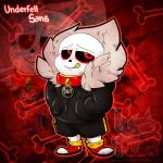 alternate_universe bone clothed clothing male not_furry skeleton solo text lizheru underfell undertale undertale_(series) sans_(underfell) animated_skeleton humanoid undead 1:1