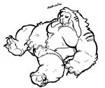 3_toes anthro barefoot big_muscles bone claws clothing feet floppy_ears grunting huge_muscles male muscular muscular_anthro muscular_male pawpads pent_up skull skull_head solo toes underwear blkmnstrr demon monster monochrome