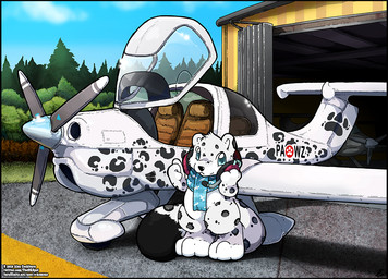aircraft airplane anthro blue_eyes forest fur male markings plant scarf solo spots spotted_body spotted_fur tree vehicle white_body white_fur o-kemono felid leopard mammal pantherine 2020 digital_drawing_(artwork) digital_media_(artwork)