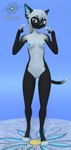 3d_(artwork) anthro black_body black_tail blue_ears blue_nails blue_nipples blue_nose blue_pussy breasts brown_eyes celces_(artist) colored_nails digital_media_(artwork) ears_up eyebrows eyelashes felid feline female front_view fur genitals hair hi_res looking_at_viewer mammal minu_(celces) nails nipples pose pussy solo tail thin_tail white_body white_fur white_hair