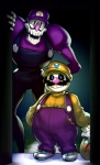 blue_eyes bone clothed clothing cosplay duo facial_hair fake_beard hay male mustache not_furry overalls simple_background skeleton voodoothur mario_bros nintendo undertale undertale_(series) papyrus_(undertale) sans_(undertale) waluigi wario animated_skeleton humanoid undead brother_(lore) brothers_(lore) sibling_(lore)