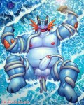 ambiguous_gender anthro anus belly digital_media_(artwork) generation_1_pokemon generation_6_pokemon genitals hi_res humanoid_genitalia humanoid_penis male male/ambiguous mega_evolution mega_swampert musclegut muscular navel nintendo nipples penetration penis pokemon pokemon_(species) primodrago sea slightly_chubby solo_focus tentacles tentacruel urethral water