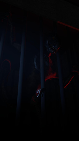 animal_genitalia anthro black_body black_scales bodily_fluids cage claws cum dark dark_room darkness genital_fluids genital_slit genitals happy leaking leaking_cum leaking_precum looking_at_another looking_at_viewer loose_feather male muscular muscular_anthro muscular_male orange_eyes penis precum quill red_penis scales seductive solo teeth ireallyliketanks jurassic_park jurassic_world universal_studios ripper_(jurassic_world) dinosaur dromaeosaurid indoraptor prehistoric_species reptile saurischian scalie theropod 3d_(artwork) 9:16 digital_media_(artwork) hi_res source_filmmaker_(artwork)