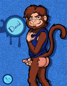 anthro brown_hair circumcised circumcision_scar erection genital_scar genitals hair humanoid_genitalia humanoid_penis male nude penis scar solo rthur haplorhine mammal monkey primate 2012