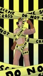 anthro antlers beard brown_hair bulge clothing crime_scene facial_hair flexing green_eyes hair horn male ribbons solo underwear gearfox98 hector_(gearfox98) deer mammal absurd_res digital_media_(artwork) hi_res