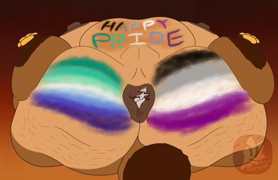 anal anal_vore anthro anus areola balls big_balls big_butt brown_body brown_fur butt cellulite duo female forced fur genitals huge_balls huge_butt hyper hyper_balls hyper_butt hyper_genitalia imminent_vore larger_male lgbt_pride macro male male/female morbidly_obese morbidly_obese_anthro morbidly_obese_male obese obese_anthro obese_male overweight overweight_anthro overweight_male pawpads paws pride_colors puffy_anus simple_background size_difference smaller_female sumo tail vore fujiyama_samoyed libra_(fujiyamasamoyed) canid canine fox_spirit mammal raccoon_dog tanuki hi_res shaded watermark