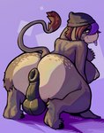 anthro anus areola backsack balls beanie biped breasts brown_hair butt clothing ear_piercing ear_ring equine_anus genitals gynomorph hair hat headgear headwear intersex looking_back nipples perineum piercing puffy_anus raised_tail rear_view ring_piercing smile solo tail tail_tuft tongue tongue_out tuft latchk3y cc-by-sa creative_commons jenny_(aunt_jenn) asinus donkey equid equine mammal 2023 hi_res