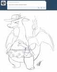 blush female fire flaming_tail lipstick makeup membrane_(anatomy) membranous_wings purse solo tail wings timoteihiv mythology nintendo pokemon charizard dragon generation_1_pokemon mythological_creature mythological_scalie pokemon_(species) scalie monochrome