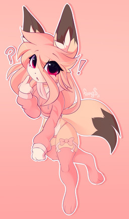 3_toes 4_fingers anthro bow_(feature) breasts brown_body brown_fur clothing colored_nails dipstick_tail exclamation_point eyebrow_through_hair eyebrows eyelashes feet female fingers fur garter_straps gesture hair hair_over_eye hand_gesture hoodie inner_ear_fluff legwear long_hair looking_at_viewer markings multicolored_body multicolored_fur nails one_eye_obstructed open_mouth orange_body orange_fur orange_hair panties pink_background pink_eyes pink_nails pointing question_mark simple_background solo tail tail_markings thigh_highs toes topwear translucent translucent_hair tuft two_tone_body two_tone_fur underwear fang5 canid canine mammal 2021 absurd_res full-length_portrait hi_res pink_theme portrait signature