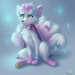 claws clothing coat cold_background decorating decoration feet female female_focus feral fur green_eyes hair multicolored_body multicolored_ears multicolored_fur multicolored_tail neck_tuft pawpads pupils purple_body purple_fur raincoat res solo_focus tail toe_claws toes topwear tuft two_tone_body two_tone_ears two_tone_fur two_tone_tail white_body white_fur yellow_pawpads caypaisley nintendo pokemon alolan_form alolan_vulpix canid canine generation_1_pokemon generation_7_pokemon mammal pokemon_(species) regional_form_(pokemon) vulpix 1:1 2026 digital_media_(artwork) watermark