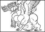 abdominal_bulge big_butt big_pecs bodily_noises burping butt digestion feral male male_pred multiple_prey muscular muscular_male onomatopoeia pecs solo sound_effects text vore wings skianous mythology jagg_(thatgryphonguy) avian gryphon mythological_avian mythological_creature black_and_white hi_res line_art monochrome