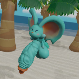 balls beach big_ears big_penis dutch_angle genitals huge_penis hyper hyper_genitalia hyper_penis male midair palm_tree penis plant small_but_hung solo tree skychasersimarill kirby_(series) kirby_and_the_forgotten_land nintendo elfilin 1:1 3d_(artwork) digital_media_(artwork)