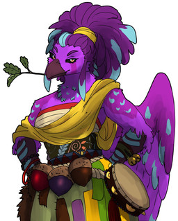 acorn anthro beak black_sclera bottomwear breasts claws clothed clothing cosplay crossover_cosplay drum feather_markings feathers feet female food fruit hair hand_on_hip lidded_eyes long_hair looking_at_viewer markings musical_instrument neck_tuft non-mammal_breasts nut_(fruit) percussion_instrument plant purple_body purple_feathers sash scutes slight_smile smile smiling_at_viewer solo standing talon_hands talons toes topwear tuft twig wings wrappings ketzel99 european_mythology greek_mythology hades_(game) mythology ruriko_(saintessofflame) avian bird mythological_avian mythological_bird mythological_creature mythological_firebird phoenix crossover hi_res