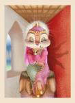 anthro biped blue_eyes blush border bracelet clothed clothing eyelashes eyeshadow female footwear headdress jewelry makeup one_eye_closed red_nose sari shoes sitting smile solo wink yellow_border chip_'n_dale disney clarice_(disney) chipmunk ground_squirrel mammal rodent sciurid 2019 digital_media_(artwork) hi_res