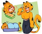 alternate_species breasts clothing crossgender eating female food green_background humanoidized lasagna midriff monster_girl_(genre) mtf_crossgender nap pasta simple_background sleeping slightly_chubby smug smug_face solo sweater topwear horsecat garfield_(series) garfield_the_cat animal_humanoid cat_humanoid domestic_cat felid felid_humanoid feline feline_humanoid felis humanoid hybrid mammal mammal_humanoid absurd_res hi_res