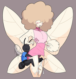 afro anthro biped black_body blush bodily_fluids clothing cum duo ejaculation erection eyes_closed femboy genital_fluids genitals grinding larger_sub male male/male penis penis_between_thighs sex simple_background size_difference submissive sweat tan_body thigh_sex vein veiny_penis wings idolomantises buzz_(idolomantises) arthropod fly_(animal) insect lepidopteran moth absurd_res hi_res trans_(lore) trans_man_(lore)