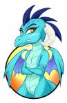 2016 absurd_res anthro blue_body blue_scales blush circle dragon female friendship_is_magic hasbro heart_eyes heart_symbol hi_res hobbes_maxwell horn membrane_(anatomy) membranous_wings my_little_pony mythological_creature mythological_scalie mythology princess_ember_(mlp) scales scalie solo wings
