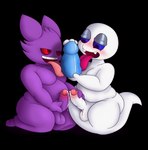 anthro balls bodily_fluids cum cum_on_penis dildo dildo_lick duo fangs genital_fluids genitals licking male male/male moobs overweight overweight_male penis sex_toy teeth tongue tongue_out fuzefurry mario_bros nintendo pokemon super_mario_sunshine boo_(mario) generation_1_pokemon gengar pokemon_(species) sleepy_boo_(super_mario_sunshine) absurd_res alpha_channel crossover hi_res