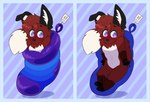 ambiguous_gender anthro black_body black_ears black_fur black_nose black_paws chibi christmas_stocking floppy_ears fluffy fluffy_tail fur hair inner_ear_fluff multicolored_body multicolored_fur musical_clef musical_symbol nude purple_eyes red_body red_fur red_hair solo symbol tail treble_clef tuft white_body white_fur white_inner_ear_fluff soft-dogs jesam_(jesam) canid canine fox mammal red_fox true_fox digital_media_(artwork) nonbinary_(lore)