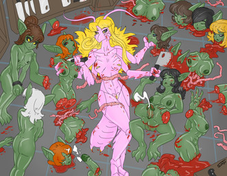 amputation amputee black_hair black_sclera blonde_hair blood bodily_fluids bound breasts brown_hair butcher_shop butchery carapace cock_and_ball_torture collarbone cum cumshot death decapitation disability disembodied_hand disembodied_penis disembowelment dismemberment ejaculation entrails female finger_in_mouth genital_fluids genital_mutilation genital_torture genitals glistening glistening_body gore gore_focus green_body guts hair hands_tied implied_cannibalism intersex lying male mandibles missing_all_arms missing_all_legs missing_all_limbs missing_arm missing_leg missing_limb mutilation navel nipples on_back organs orgasm penis pink_body ponytail quadruple_amputee questionable_consent reverse_penetration severed_arm severed_body_part severed_ear severed_genitals severed_head severed_leg severed_limb severed_penis shortstack slit_throat snuff stab throat_slash vaginal_fluids vaginal_squirting vulva serth zisa_(serth) arthropod assassin_bug goblin insect true_bug absurd_res hi_res story story_in_description
