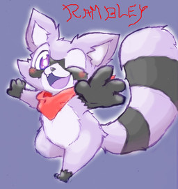 4_fingers anthro blush countershading cute_fangs fangs fingers fur kemono kerchief looking_at_viewer male neckerchief neckwear one_eye_closed open_mouth open_smile purple_background purple_body purple_eyes purple_fur red_kerchief red_neckerchief simple_background smile smiling_at_viewer solo teeth text wink winking_at_viewer phantmail8 indigo_park rambley_raccoon mammal procyonid raccoon 2024 character_name digital_drawing_(artwork) digital_media_(artwork) english_text flat_colors hi_res japanese_description