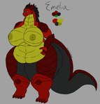 anthro big_breasts big_tail breasts female huge_hips huge_thighs multicolored_body overweight overweight_female solo tail thick_thighs wide_hips furryoccultist mythology emelia_(furryoccultist) dragon mythological_creature mythological_scalie scalie