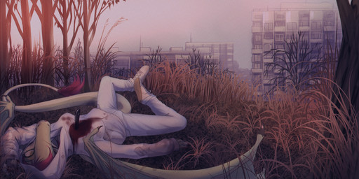 anthro blood blood_on_clothing bodily_fluids bottomwear breasts bulge clothed clothing commie_block corpse death footwear gore grass gynomorph gynomorph_death hair hoodie intersex knife lying membrane_(anatomy) membranous_wings modern_architecture on_back outside pants plant shoes solo stab tail topwear weapon wings frostbite80 mythology dragon mythological_creature mythological_scalie scalie 2:1 absurd_res digital_media_(artwork) english_description hi_res nonbinary_(lore)