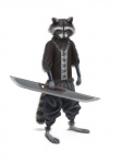 5_fingers anthro armor barefoot biped black_nose bottomwear bracers brown_eyes claws clothed clothing feet fingers front_view fully_clothed fur grey_body grey_fur holding_object holding_weapon looking_at_viewer male melee_weapon pants simple_background solo tail topwear vest weapon whiskers white_background white_body white_fur xiss_burg overgrowth mammal procyonid raccoon 3:4