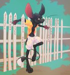 black_body black_fur digitigrade fence fur male smug animancer jinx_(animancer) dipodid jerboa mammal rodent