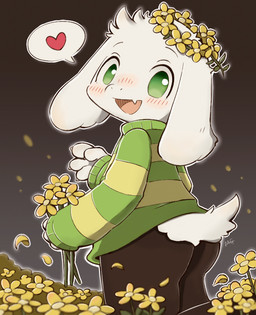 <3 4_fingers anthro asriel_dreemurr black_bottomwear black_clothing blush boss_monster bottomwear bovid caprine claws clothed clothing cute_fangs digital_drawing_(artwork) digital_media_(artwork) floppy_ears flower fully_clothed fur green_eyes holding_object kemono long_ears long_sleeves male mammal moriguru open_mouth outline pants petals plant smile solo speech_bubble sweater tongue topwear undertale video_games white_claws white_furRating: SafeScore: 18User: SchuppoDate: April 08, 2018