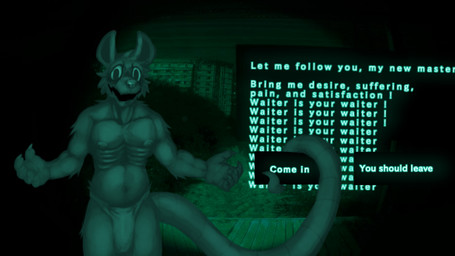bottomwear clothed clothing dialogue emaciated emaciated_male horror_(theme) loincloth loincloth_only male solo text topless demonrat no_i'm_not_a_human waiter_(demonrat) mammal murid murine rat rodent english_text hi_res