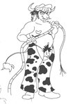 anthro cowboy genitals male mastectomy_scar overweight overweight_anthro overweight_male penis scar solo videonastyz bovid caprine goat mammal black_and_white hi_res monochrome trans_(lore) trans_man_(lore)