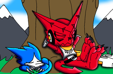 3_toes anthro barefoot belt blue_body claws clothing crossed_feet crossed_legs curled_up electronics feet foot_fetish footwear grass hands_behind_head headphones male mountain plant red_body scarf sitting sky sleeping toe_claws toes tree whelmon_(ryoosakuling) yellow_clothing yellow_scarf ryoosakuling bandai_namco digimon digimon_(species) scalie shoutmon shoutmon_(king_ver.) 2018 digital_drawing_(artwork) digital_media_(artwork) hi_res