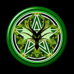 ambiguous_gender black_background celtic occult_symbol pentacle pentagram simple_background solo symbol triskele triskelion unknown_artist mythology green_man dragon mythological_creature mythological_scalie scalie 1:1 green_theme