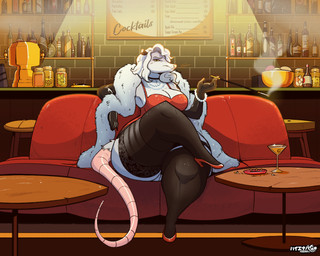 anthro armwear breasts cigarette cigarette_holder cleavage clothed clothing crossed_legs curvy_figure detailed_background dress elbow_gloves female footwear front_view fully_clothed gem gloves hair handwear high_heels inside jewelry legwear looking_at_viewer necklace pearl_(gem) pearl_necklace pumps shoes sitting smoking solo stockings thick_thighs voluptuous wide_hips thewilldpink american_opossum mammal marsupial 5:4 digital_drawing_(artwork) digital_media_(artwork) hi_res