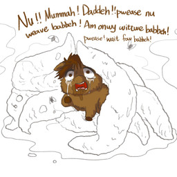 ambiguous_feral ambiguous_gender baby_talk begging bodily_fluids brown_body brown_eyes brown_fur brown_hair brown_hooves brown_text crying dialogue feces feces_pile feral fur hair hooves open_mouth solo stink_fumes stink_lines tears teeth text young young_ambiguous young_feral yellowcottoncandy030 fluffy_pony ambient_arthropod ambient_fly ambient_insect fluffy_pony_(species) mammal 1:1 2025 digital_media_(artwork) english_text hi_res partially_colored
