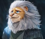 anthro blue_eyes bodily_fluids clothing crying eyebrows jacket leather leather_clothing male solo tears tears_of_joy thick_eyebrows topwear whiskers etrosamu illumination_entertainment sing_(movie) clay_calloway_(sing) felid lion mammal pantherine watermark