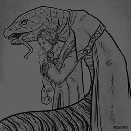 3_fingers 5_fingers ambiguous_gender anthro arms_bent arms_down cape capelet clothing contiguous_snout dress fingers forked_tongue grey_background hair hands_together hands_up hug hugging_another hunched_over long_body long_neck long_tongue markings mole_(marking) multiple_forms open_mouth pupils scales sharp_teeth short_hair simple_background size_difference slit_pupils snout solo stippling straight_hair teeth tongue ventral_scales inigoiio elden_ring fromsoftware zorayas zorayas_(human_form) human mammal manserpent reptile scalie snake 1:1 2022 digital_drawing_(artwork) digital_media_(artwork) hi_res line_art monochrome signature female_(lore)