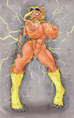 abs anthro anthrofied beak big_breasts big_nipples biped blush bodily_fluids breasts claws ejaculation electric_shock electricity electrocution electrostimulation eyewear feet female forced forced_orgasm genital_fluids genitals glasses huge_breasts lactating lightning milk muscular muscular_anthro muscular_female nipples non-mammal_breasts non-mammal_nipples nude open_mouth orgasm pokemorph solo standing tongue tongue_out vaginal_fluids vaginal_squirting vulva wide_hips conditional_dnp wyntersun nintendo pokemon fate_valentine avian bird blaziken generation_3_pokemon pokemon_(species) hi_res