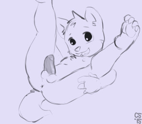 anthro anus balls barefoot biped butt erection feet fur genitals hand_on_leg hand_on_thigh humanoid_genitalia humanoid_penis legs_up looking_at_viewer lying male nude on_back open_mouth penis perineum plantigrade presenting presenting_anus presenting_hindquarters shota smile solo spread_legs spreading touching_leg touching_thigh year young young_anthro young_male compfive canid canine canis domestic_dog mammal 2015 dated digital_drawing_(artwork) digital_media_(artwork) guide_lines line_art monochrome signature sketch